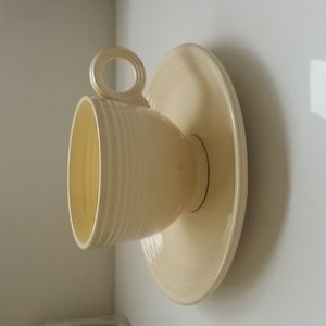 Vintage Fiesta Teacup and Saucer in Original Ivory Glaze
